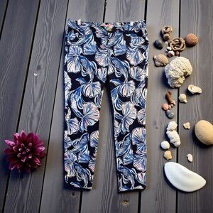 LILLY‎ PULITZER KELLY SKINNY ANKLE PANTS Blue NAVY IN REEL LIFE Sz 10 Vacation